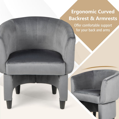 Upholstered Velvet Barrel Chair Modern Club Chair with Ottoman