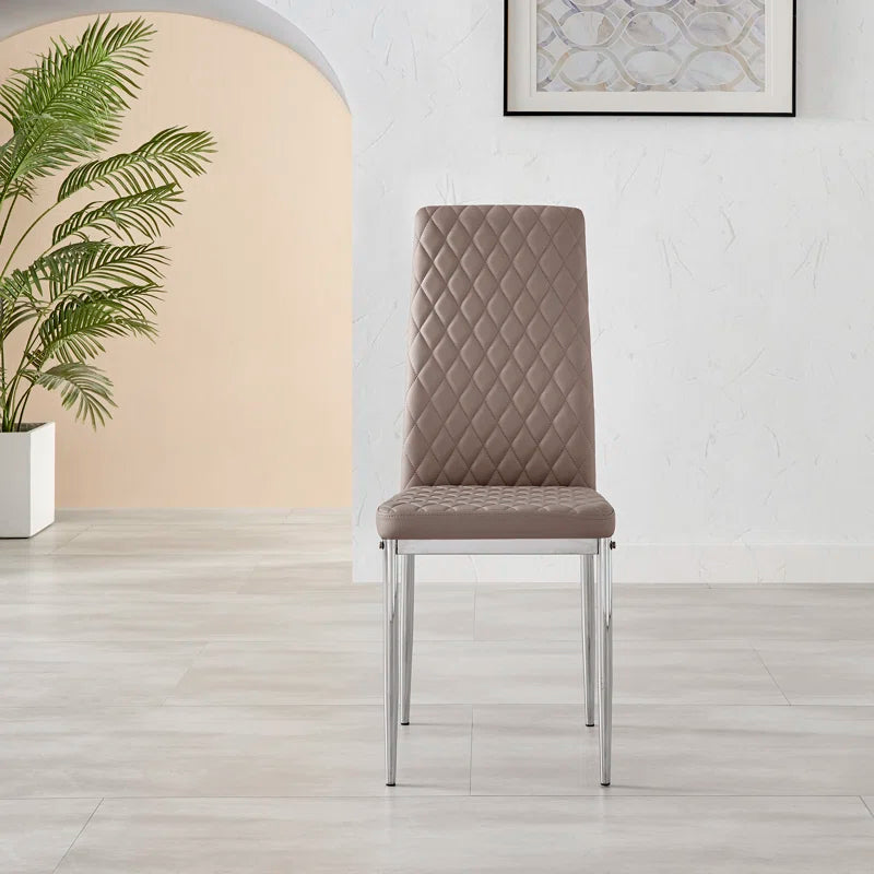 Adler round Dining Table Set with Shelf & 4 Quilted Faux Leather Dining Chairs