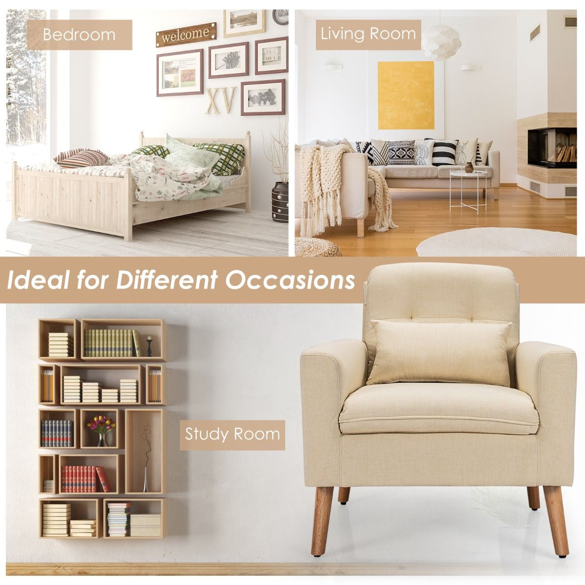 Modern Accent Chair with Lumbar Pillow