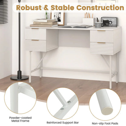 Modern Computer Desk with 4 Drawers and Storage