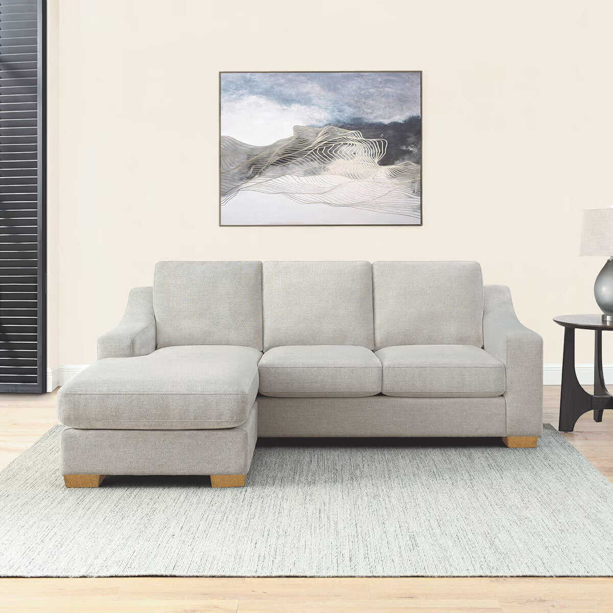 Dillard Grey Fabric Corner Sofa with Reversible Chaise