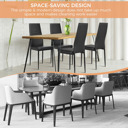 4 PCS Armless Side Chairs with Upholstered Cushion and Sturdy Metal Frame