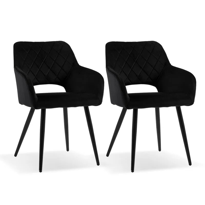 2 X Dining Chairs, Velvet Upholstered Kitchen Counter Chair, Lounge Reception Chairs for Dining Room, Grey