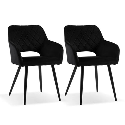 2 X Dining Chairs, Velvet Upholstered Kitchen Counter Chair, Lounge Reception Chairs for Dining Room, Grey