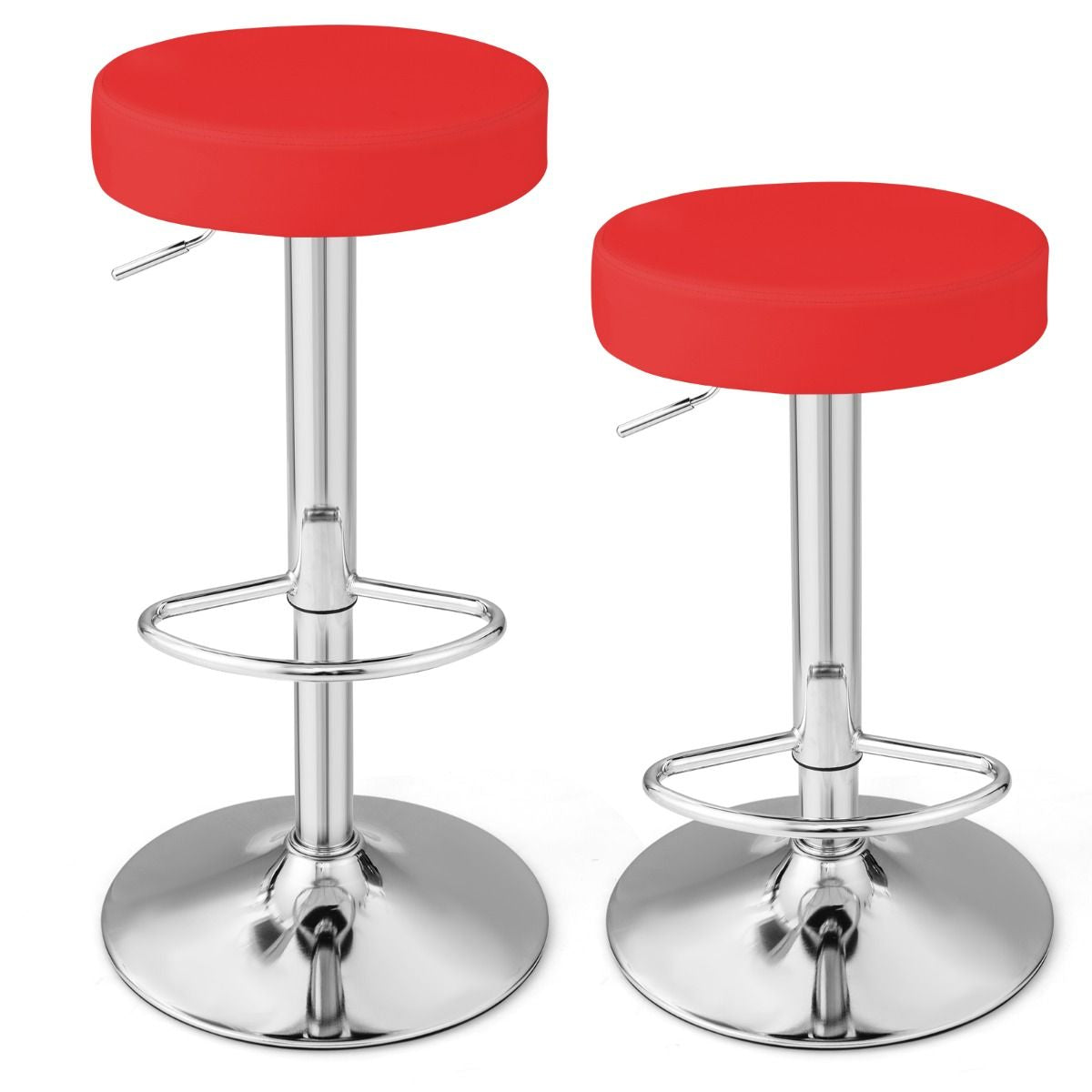 Height-Adjustable Bar Stool Set of 2 with Footrest