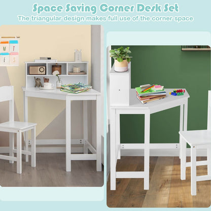 Kids Corner Desk and Chair Set with Chair and Hutch