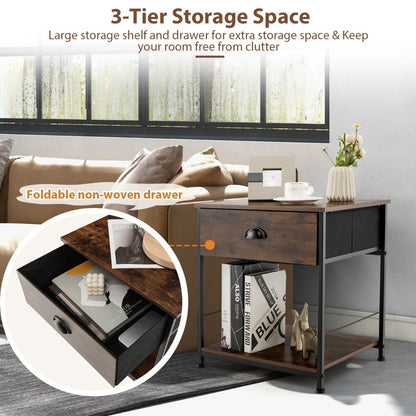 2-Tier Nightstand Bedside End Sofa Coffee Table for Bedroom Living Room