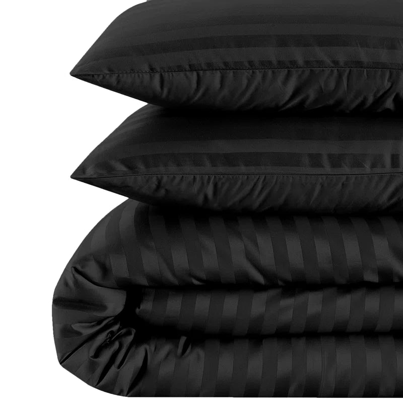 Klarita 250 TC Microfibre Reversible Striped Duvet Cover Set with Pillowcases