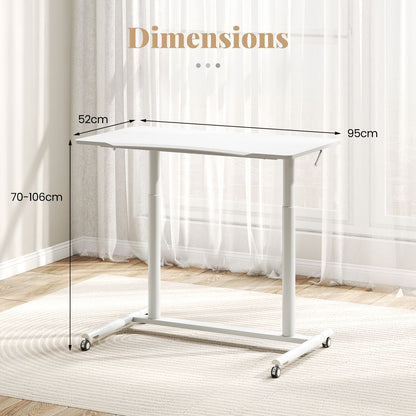 C-Shaped Mobile Standing Desk with Adjustable Height and Lockable Wheels