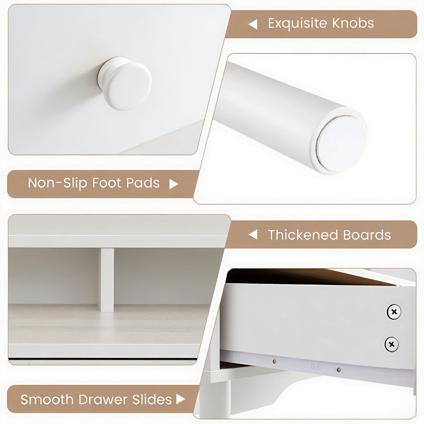 120 CM Writing Desk with Hutch and Drawers for Bedroom