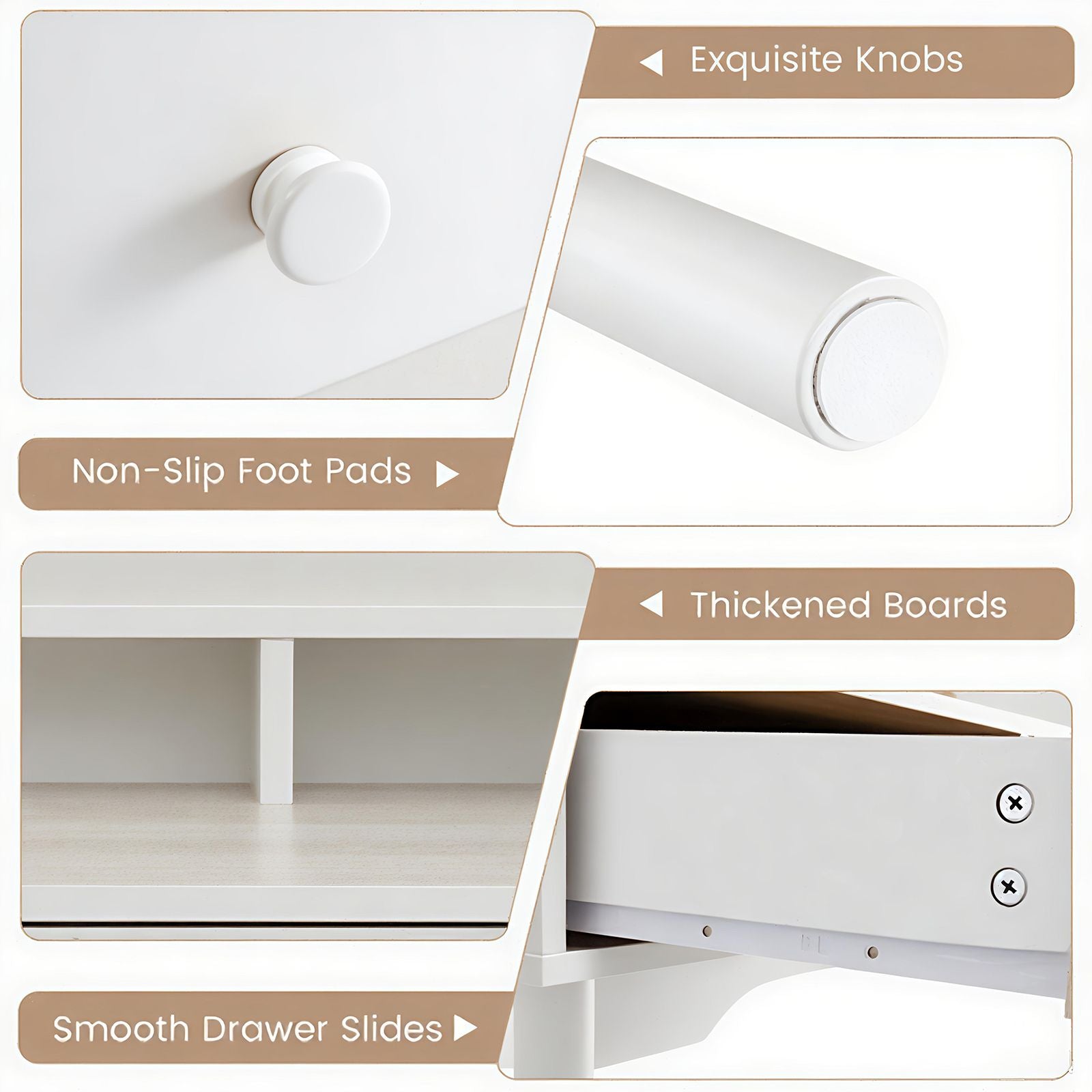 120 CM Writing Desk with Hutch and Drawers for Bedroom