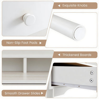 120 CM Writing Desk with Hutch and Drawers for Bedroom